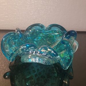 VINTAGE Murano Blue Glass Art Bowl/Ashtray